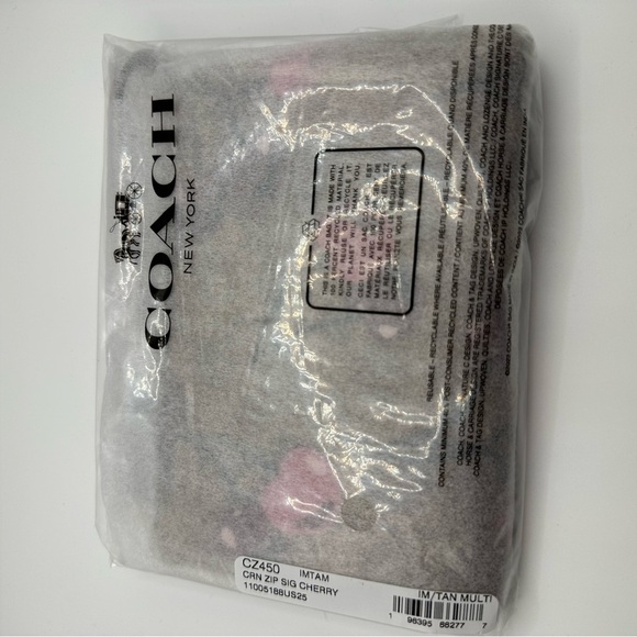 Coach Corner Zip Wristlet In Signature Canvas With Cherry Print NWT - Picture 11 of 11